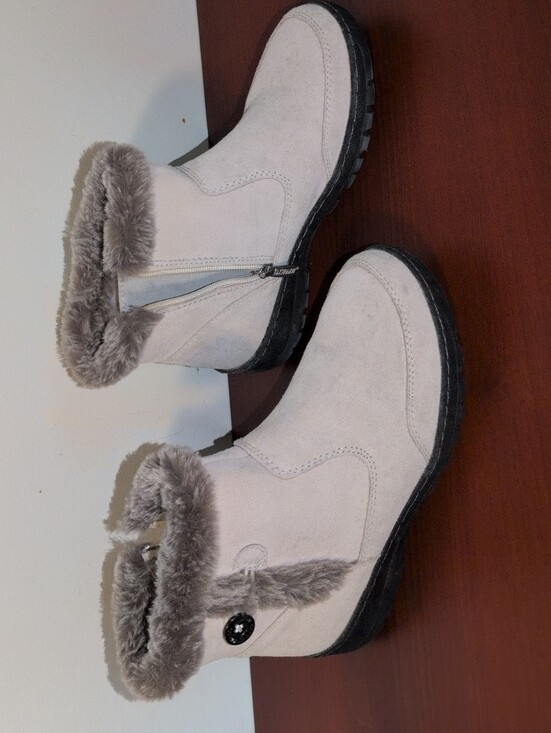 Khombu Shoes - Khombu Women's Light Gray Faux Fur Trim Winter Boots